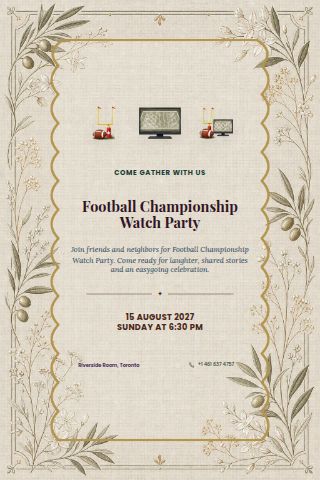 Football Championship Watch Party invitation design preview