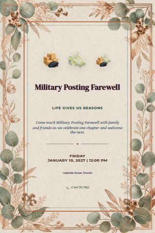 Military Posting Farewell invitation design