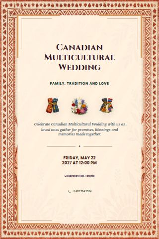Canadian Multicultural Wedding invitation preview