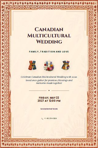 Canadian Multicultural Wedding invitation design preview