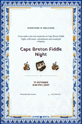 Cape Breton Fiddle Night invitation preview