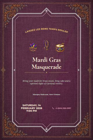 Carnival & Mardi Gras invitation preview