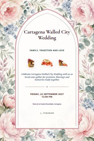 Cartagena Walled City Wedding invitation preview