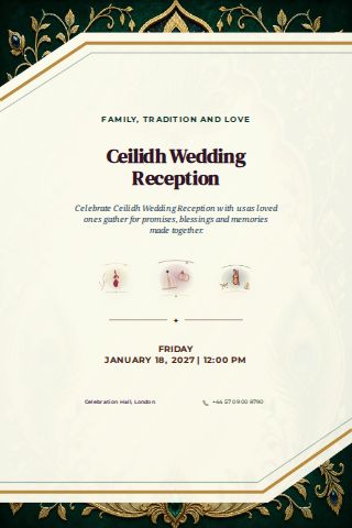 Ceilidh Wedding Reception invitation design preview