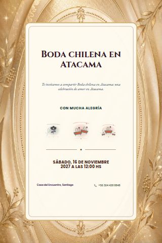 Chilean Atacama Desert Wedding invitation design preview