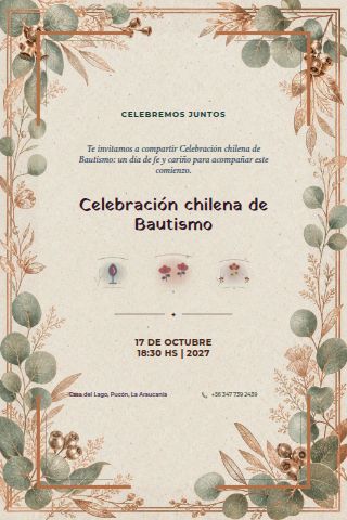 Chilean Baptism Celebration invitation design preview