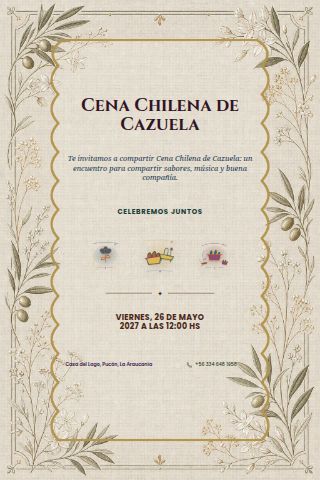 Chilean Cazuela Dinner invitation design preview