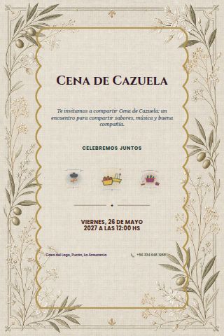 Cazuela Dinner invitation design preview