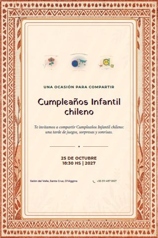 Chilean Children's Birthday invitation design preview