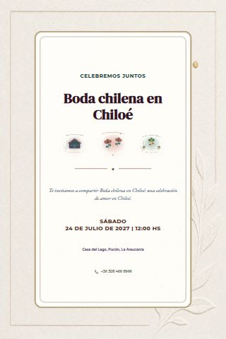 Chilean Chiloé Island Wedding invitation design preview