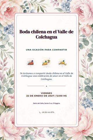 Chilean Colchagua Vineyard Wedding invitation design preview