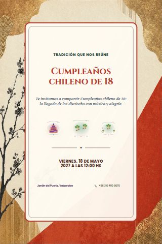 Chilean Eighteenth Birthday invitation design preview