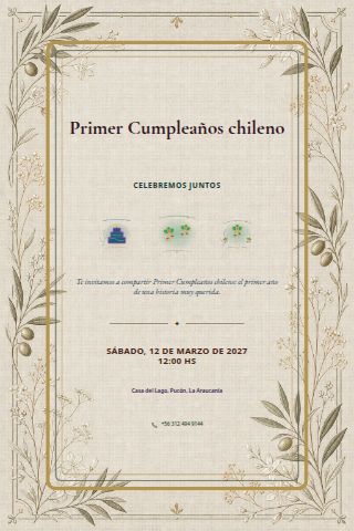 Chilean First Birthday invitation design preview