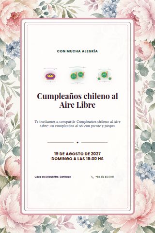 Chilean Outdoor Birthday Picnic invitation design preview