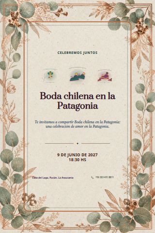 Chilean Patagonia Wedding invitation design preview