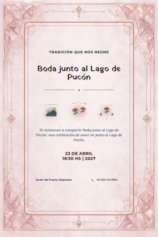 Pucón Lakeside Wedding invitation design preview