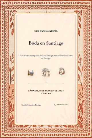 Santiago City Wedding invitation design preview