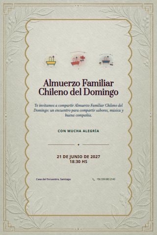 Chilean Sunday Family Lunch invitation design preview
