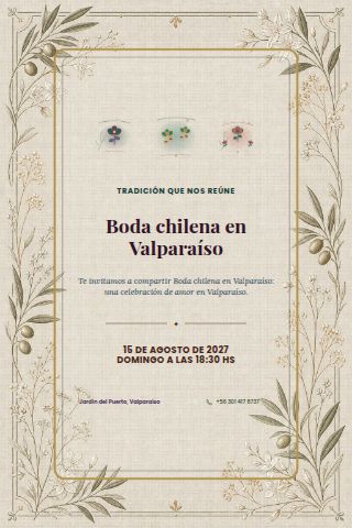 Chilean Valparaíso Hillside Wedding invitation design preview