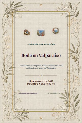 Valparaíso Hillside Wedding invitation design preview