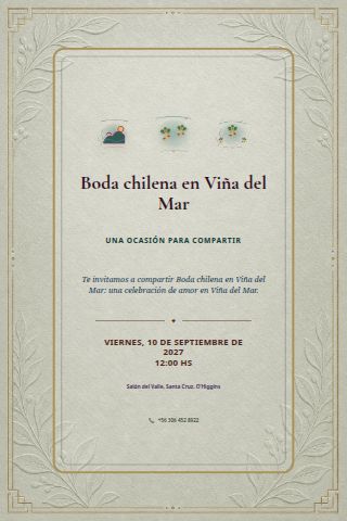 Chilean Viña del Mar Coastal Wedding invitation design preview