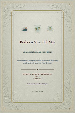 Viña del Mar Coastal Wedding invitation design preview