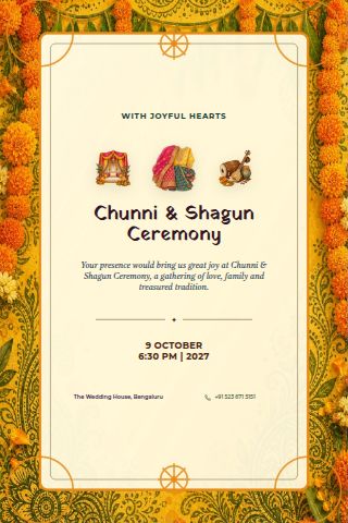 Chunni & Shagun Ceremony invitation preview