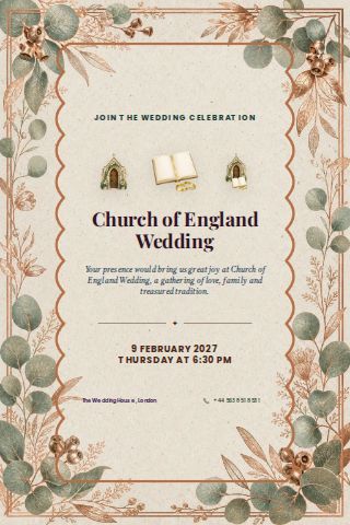 Church of England Wedding invitation design preview