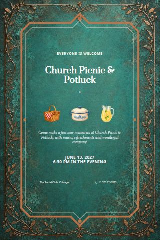 Church Picnic & Potluck invitation preview