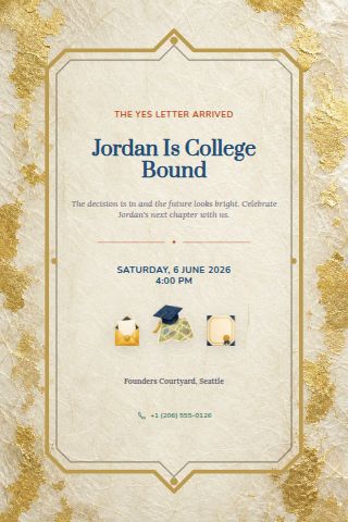 College Acceptance invitation preview