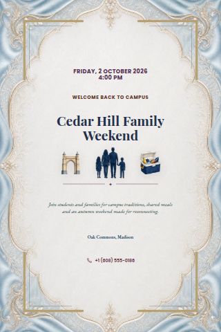 College Family Weekend invitation preview