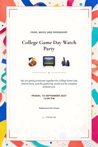 College Game Day Watch Party invitation preview