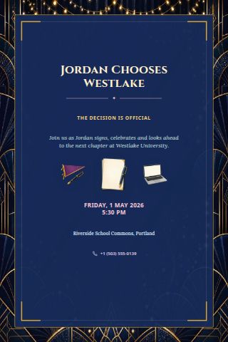 College Signing Day invitation preview