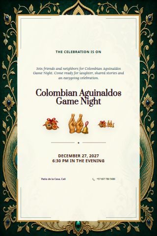 Colombian Aguinaldos Game Night invitation preview