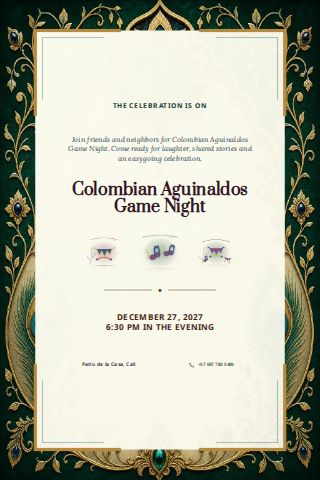 Colombian Aguinaldos Game Night invitation design preview