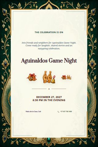 Aguinaldos Game Night invitation design