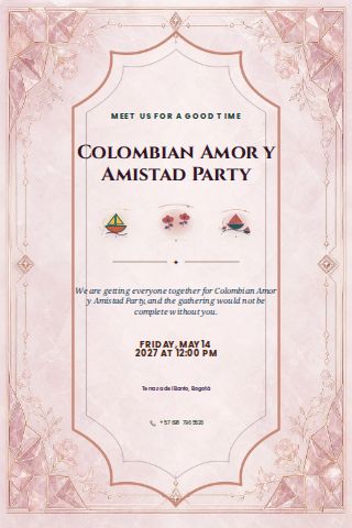 Colombian Amor y Amistad Party invitation design preview