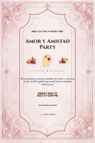 Amor y Amistad Party invitation design