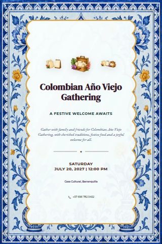 Colombian Año Viejo Gathering invitation preview