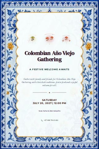 Colombian Año Viejo Gathering invitation design preview