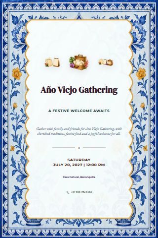 Año Viejo Gathering invitation design