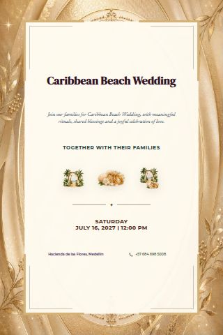 Caribbean Beach Wedding invitation design