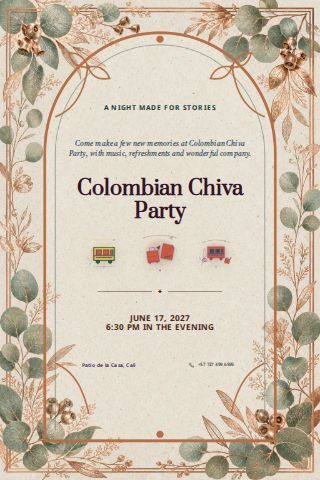 Colombian Chiva Party invitation design preview