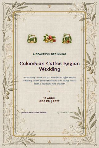 Colombian Coffee Region Wedding invitation preview