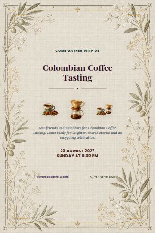Colombian Coffee Tasting invitation preview
