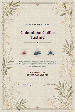 Colombian Coffee Tasting invitation design preview