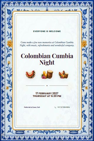 Colombian Cumbia Night invitation preview