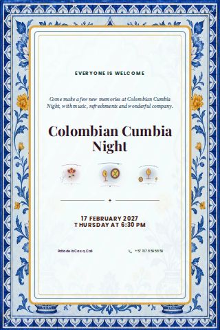 Colombian Cumbia Night invitation design preview