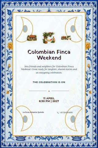 Colombian Finca Weekend invitation preview