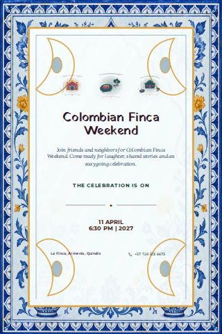 Colombian Finca Weekend invitation design preview